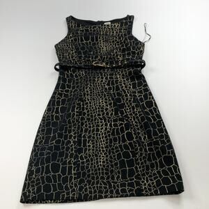 Cache Sheath 4 Women's Mini Belted Dress Metallic Printed Black PLS READ